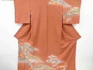 遠山に秋草・梅模様刺繍訪問着